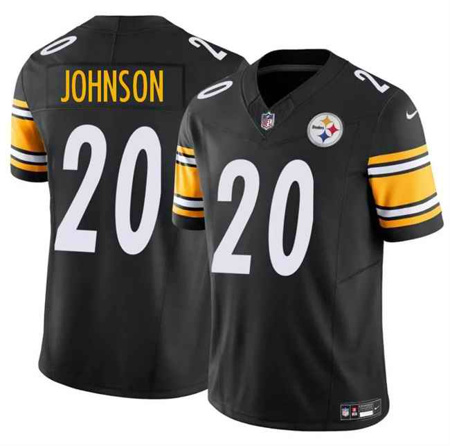 Men's Pittsburgh Steelers #20 Kaleb Johnson Black 2025 Draft F.U.S.E. Vapor Limited Stitched Football Jersey